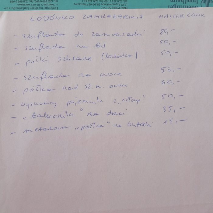 Półki na drzwi lodówko zamrażarki Mastercook