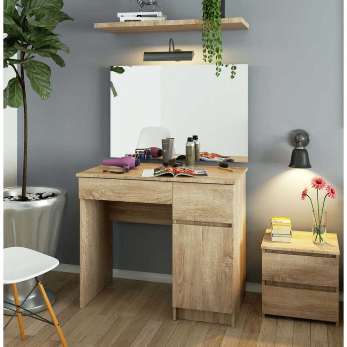 Toaletka Dąb Sonoma 90 cm z lustrem 90x60