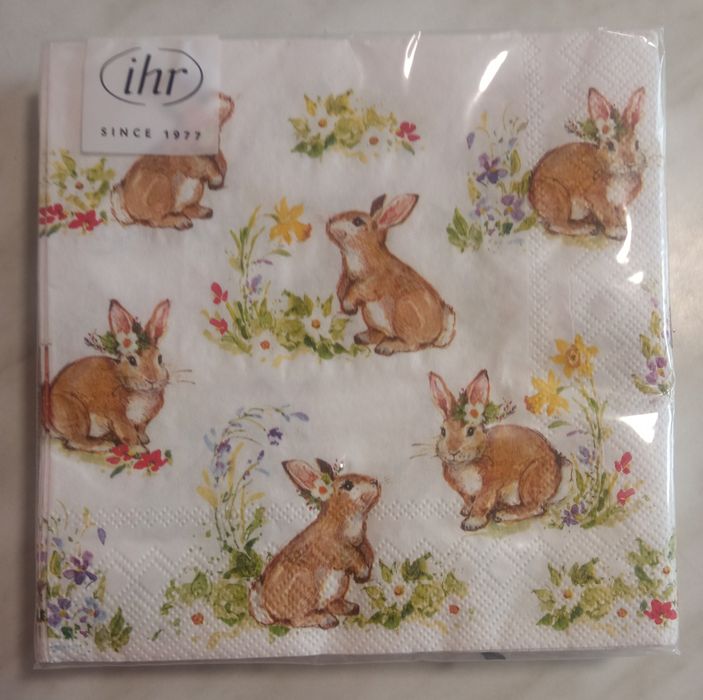 Serwetki decoupage zajączki Wielkanoc paczka 20 szt.