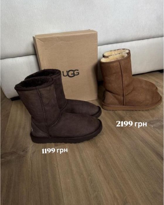Женские сапоги ugg classic бежевые и коричневые размер 39