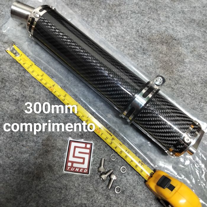 Ponteira escape 2 tempos 100cc 125cc fibra de carbono