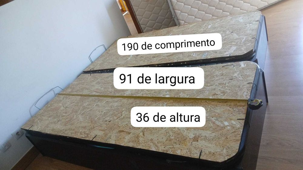 1 Camas Solteiro Sommier com arrumação + colchão
