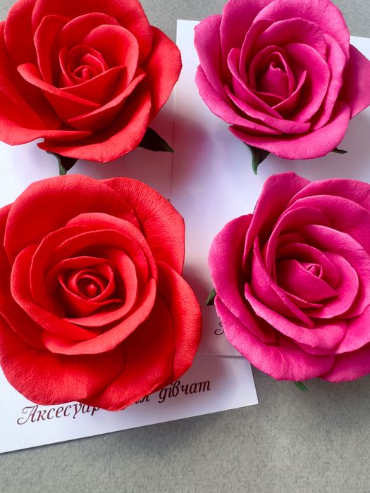 Троянди.Хризантеми. Бантики для волосся