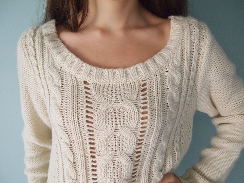 Kremowy sweter Atmosphere 44 XXL oversize 42 XL 40 38 sweterek ciepły