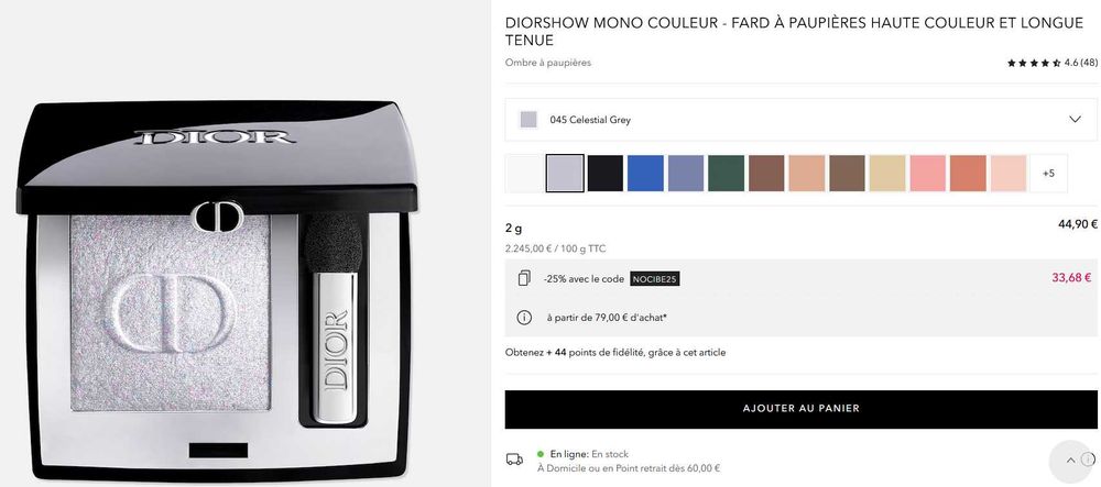 Професійні стійкі тіні для повік DIOR Diorshow Mono Couleur Couture