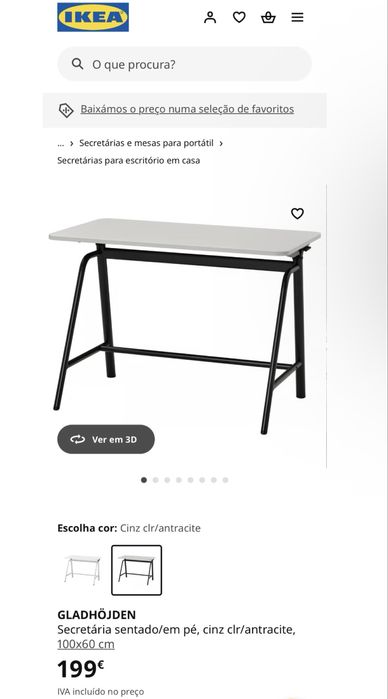 Secretária com altura ajustável Ikea