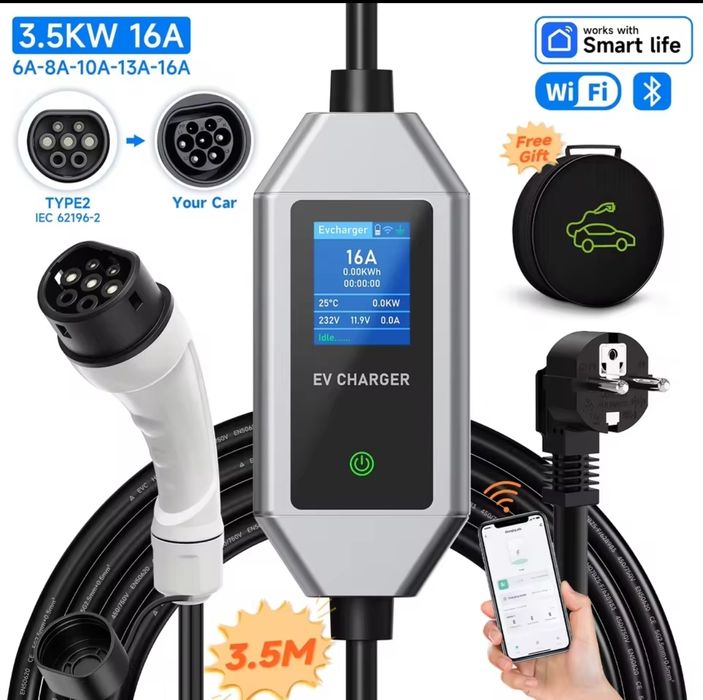 Зарядка для авто AFYEEV 3.5кВт 16A Type 2 (електромобіля) 3.5kw + WiFi