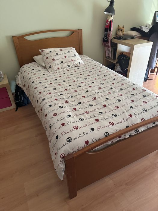 Cama solteiro corpo e meio pinho mel