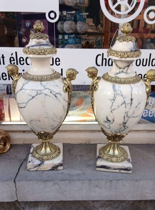 Amfory marmurowe brąz złocony