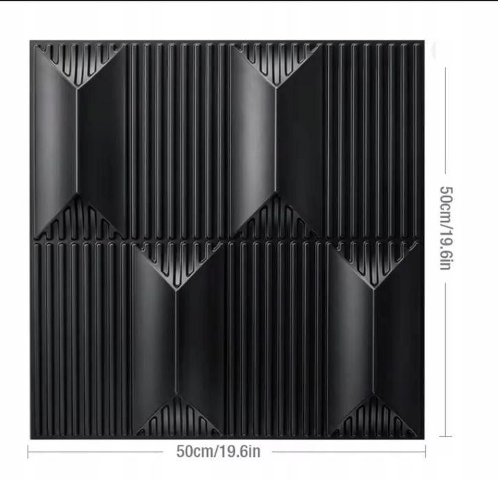 Art3d – 12 sztuk panele ścienne 3D 50 x 50 cm - czarne