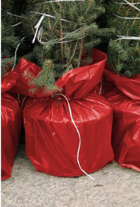 Worki foliowe na choinki czerwone 35cm średnicy