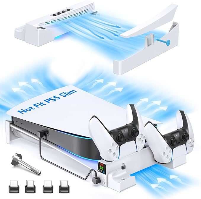 Pozioma podstawka chłodząca oraz ładowarka z dwoma kontrolerami