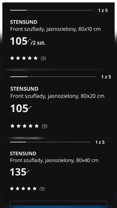 Front kuchenny ikea stensund 3sztuki 80cm szuflady