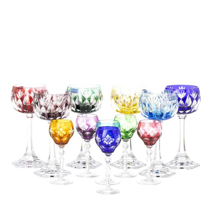 Par de flutes em cristal e prata