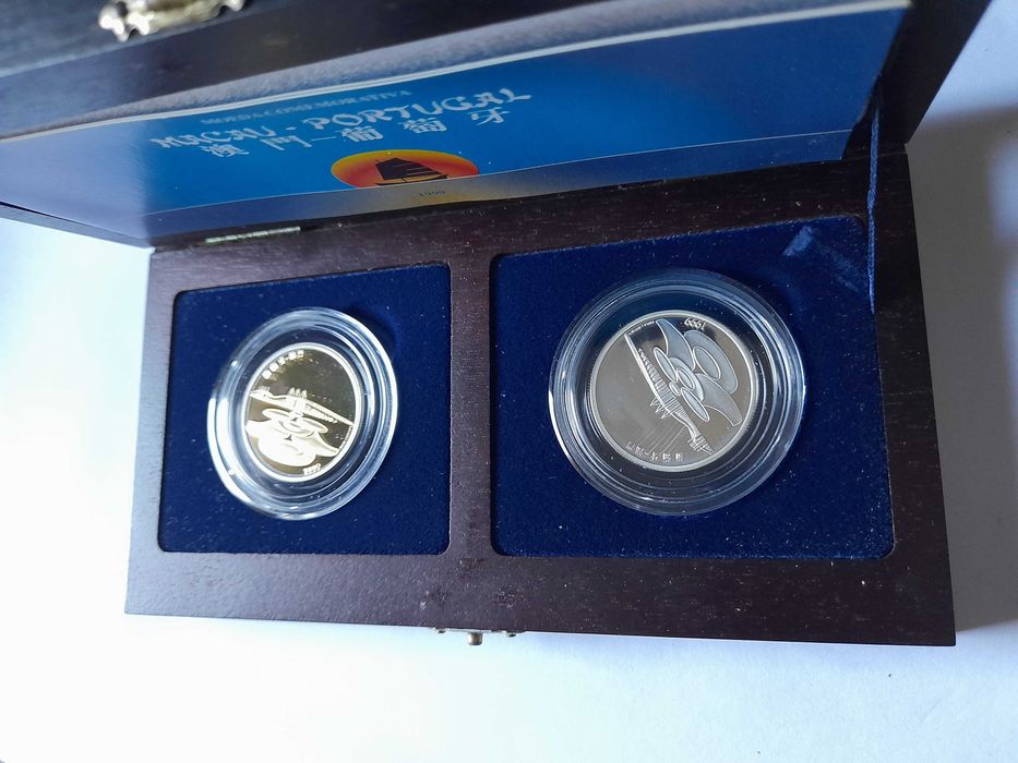 Moeda ouro e prata Macau, set 2 moedas