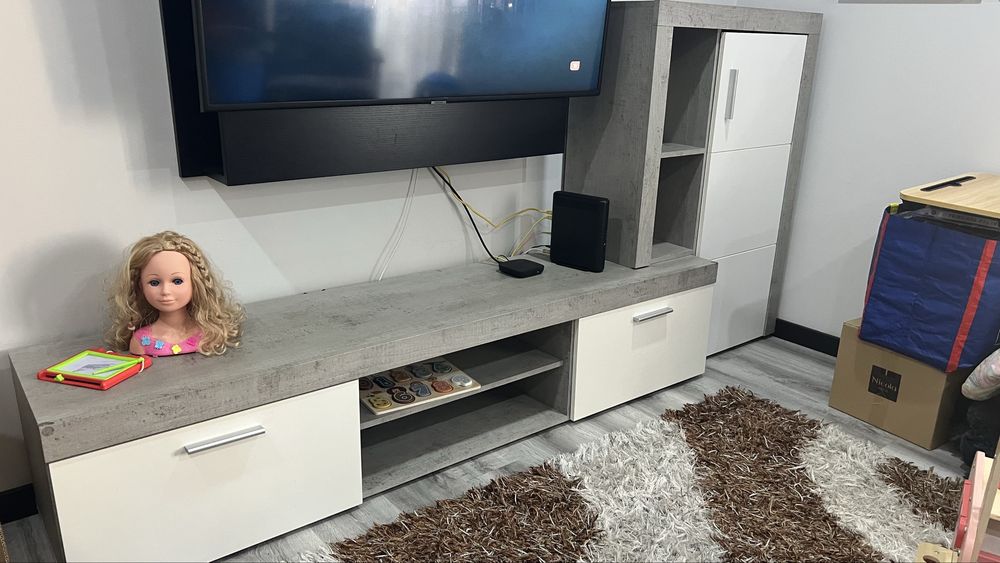 Móvel de sala completo – cinza e branco