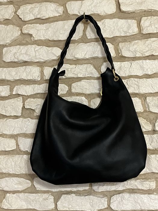 Шкіряна сумка на плетеній ручці