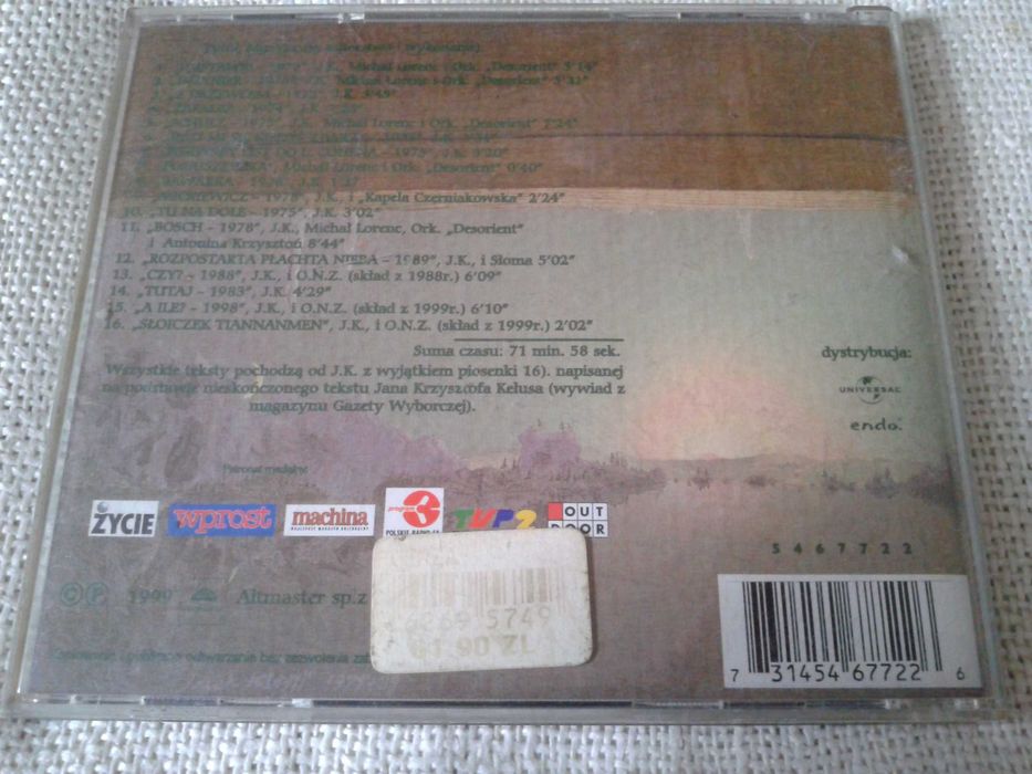 Jacek Kleyff – Piosenki  CD