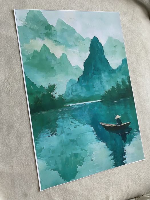 Obrazek na płótnie HD/Watercolor Natural, Mountain&Lake (40x60)