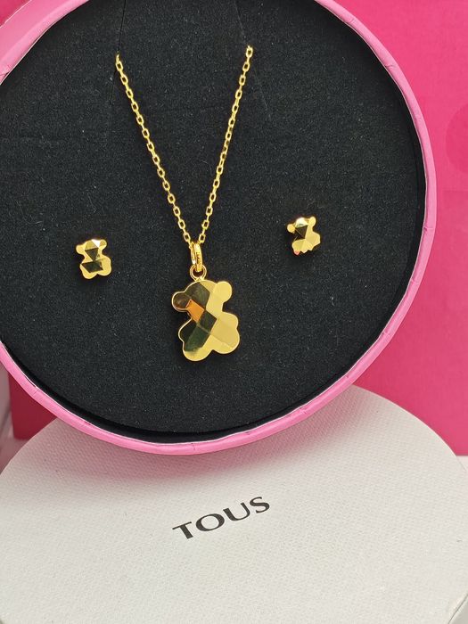 Komplet biżuterii z misiem żółte srebro vermeil 925