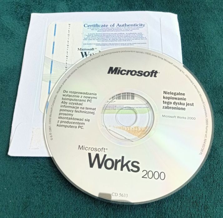 Microsoft Works 2000 - nowy płyta CD + certyfikat