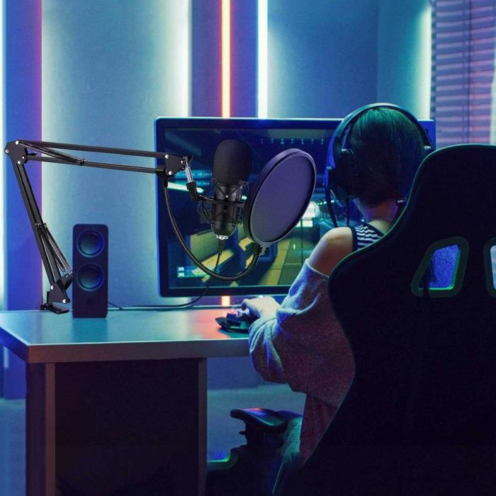 Mikrofon Kardioidalny Pojemnościowy Usb Z Regulowanym Ramieniem Zestaw