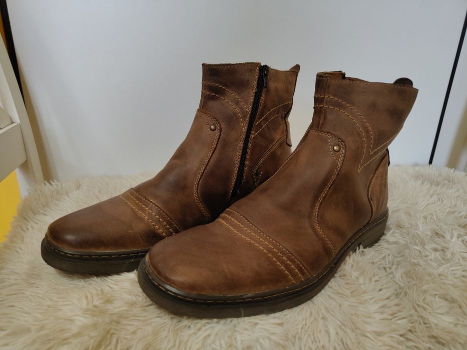 Buty męskie skórzane zimowe