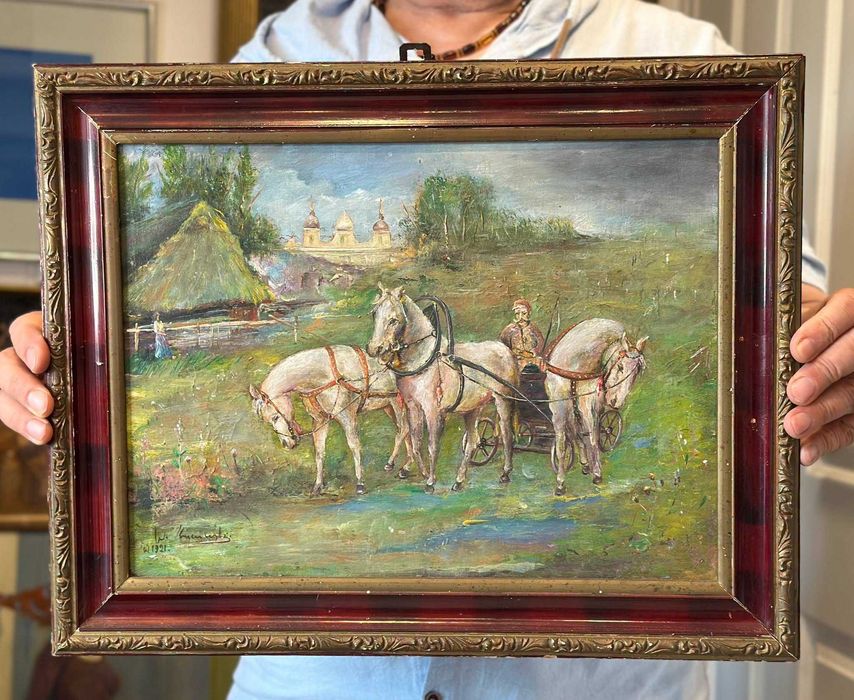 W. Kuczyński 1921 r obraz olejny na płótnie  wymiary z ramką: 38x47 cm