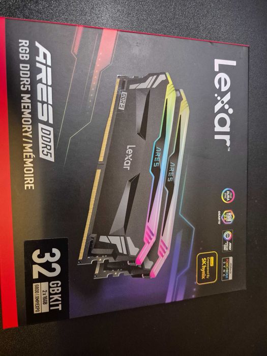 Pamięć Lexar Ares RGB, DDR5, 32 GB, 6800MHz, CL34 (LD5U16G68C34LA-RGD)