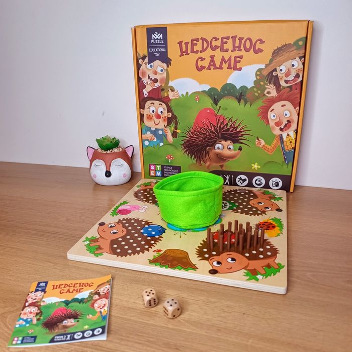 Гра настільна дерев'яна їжачок з голками,розвиваюча гра на лічбу