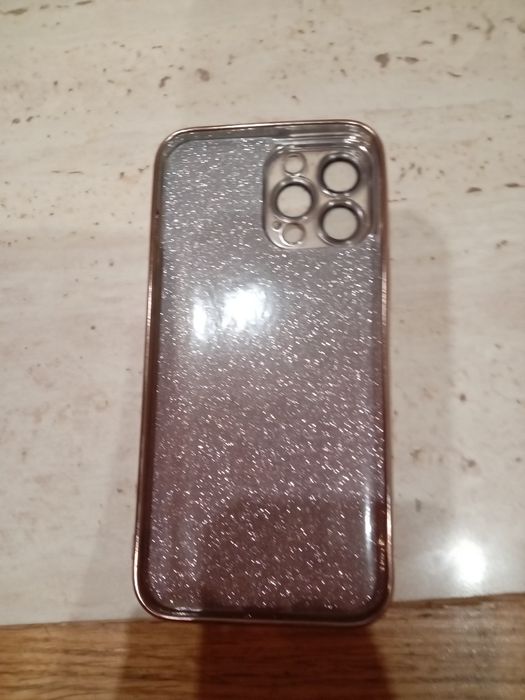 Чехол на Айфон 13 про новий прозорий з золотим