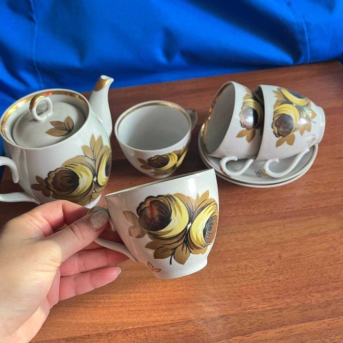 Чайний сервіс на 6 чашок з малюнком