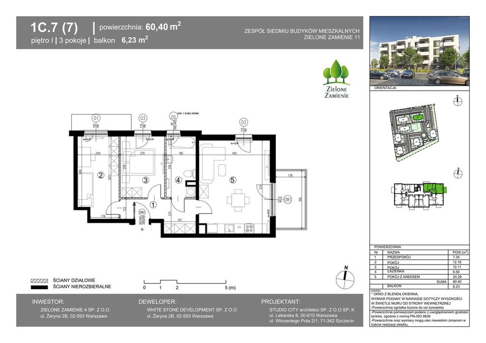 3-pokojowe mieszkanie 60m2 + balkon