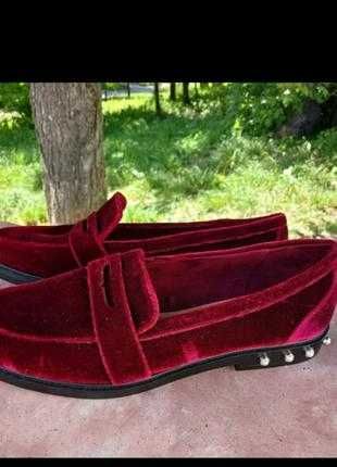 Женские новые туфлі-макасины вeлюр -замша stradivarius. размер 40,5-41