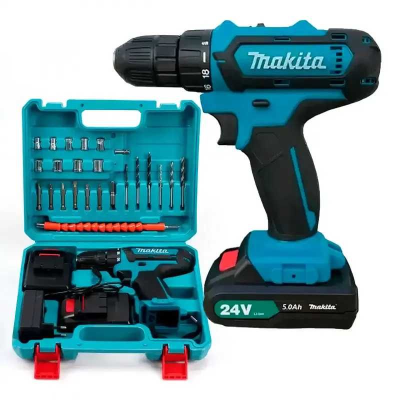 Шуруповерт Makita DWE (24V) с набором инструментов