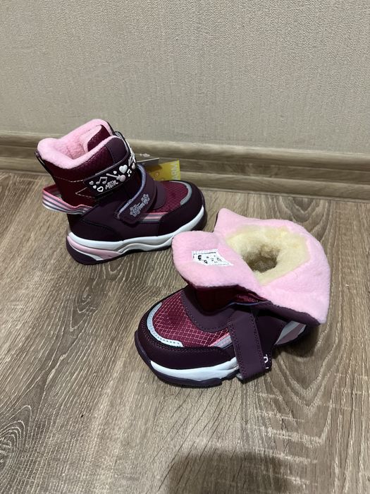 Зимові чоботи черевики на дівчинку зимние сапоги розовые рожеві 21 22