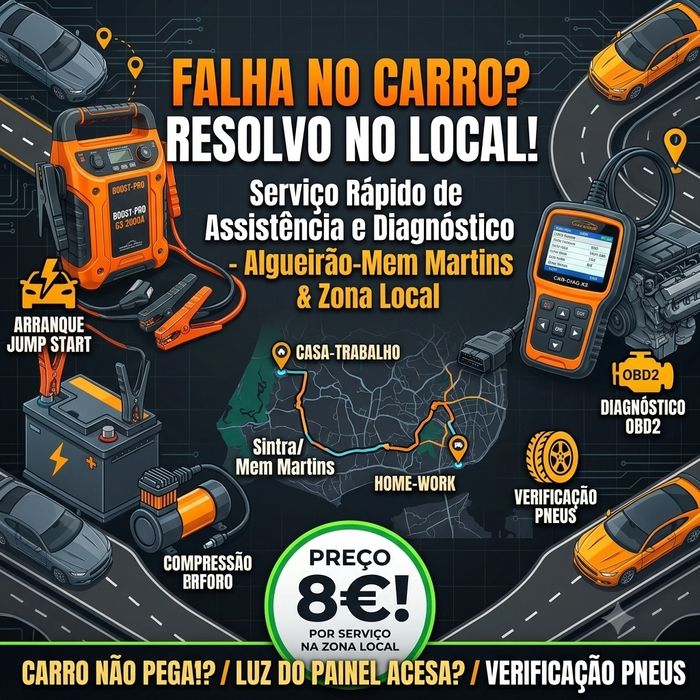 Arrancador Bateria / Encostar Cabos / Diagnóstico OBD - Grande Lisboa
