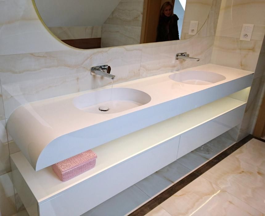 Umywalka podwójna Luksusowe umywalki podwójne z Corianu GFK na wymiar