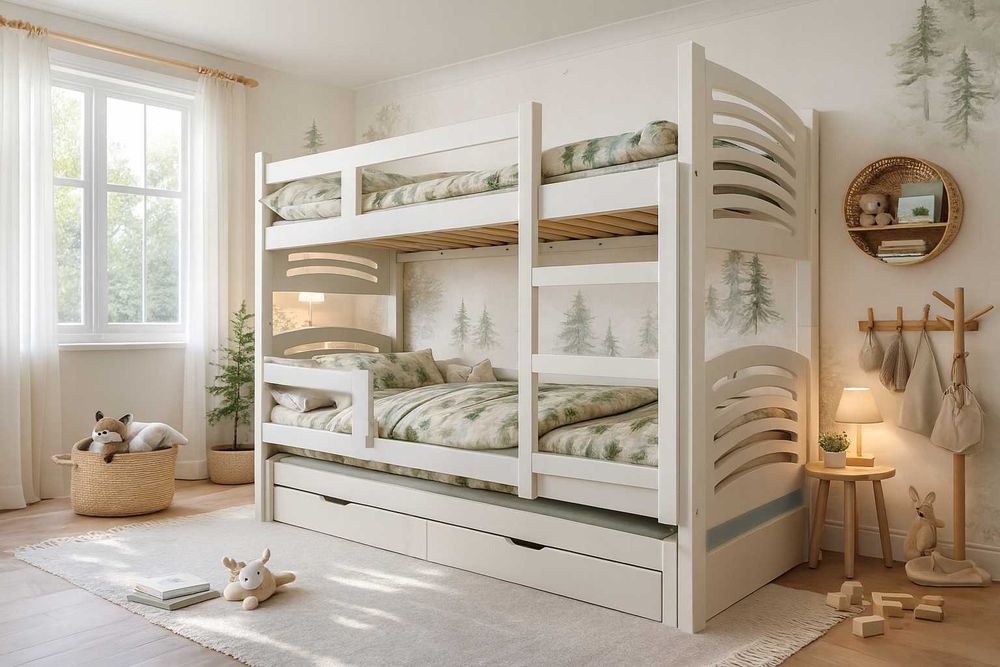 Łóżko piętrowe LILA 3 osobowe, materace 160x75 | 180x75 gratis