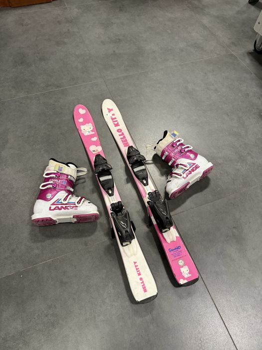 Zestaw narciarski dziecięcy narty HELLO KITTY + buty LANGE
