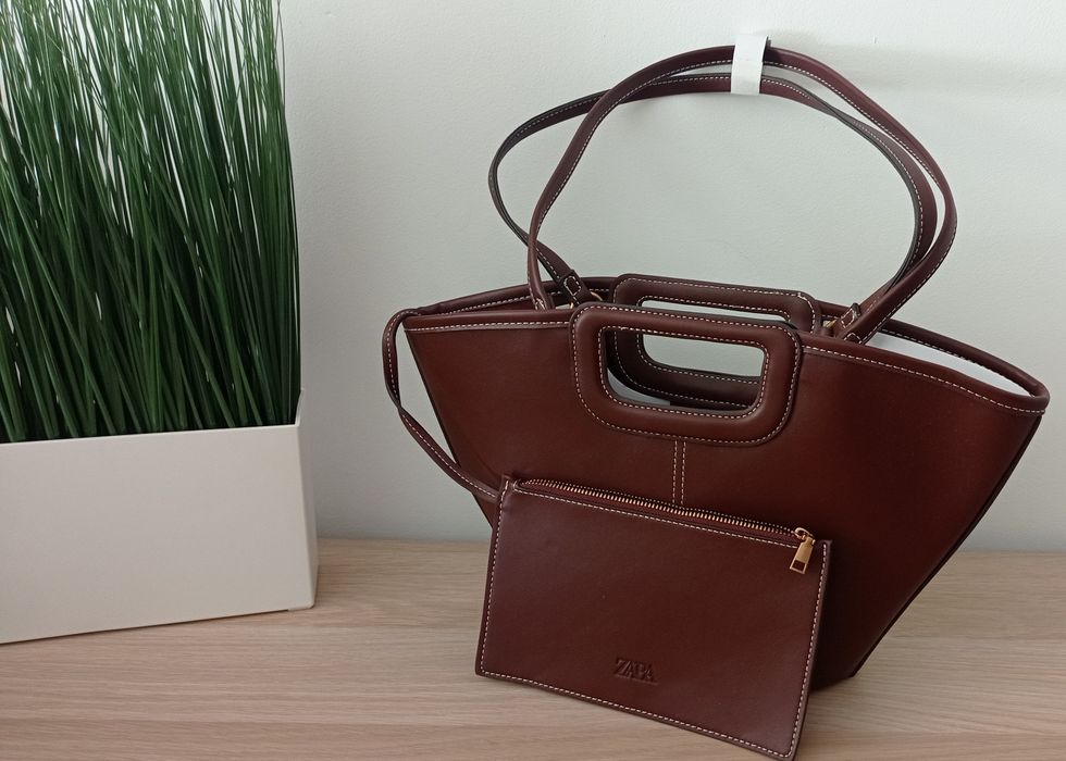 Torebka torebka  bordo skórzana shopperka