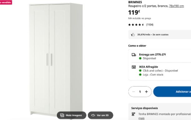 Roupeiro com 2 portas ikea brimnes