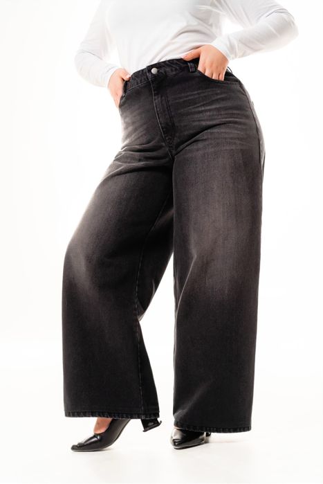 Джинси палаццо з вивареним ефектом чорні, 60р