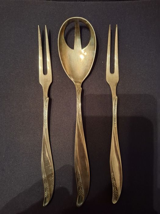 Hefra Łyżka Sałatkowa+ 2 Widelce Zakąskowe Wzór Amerykański