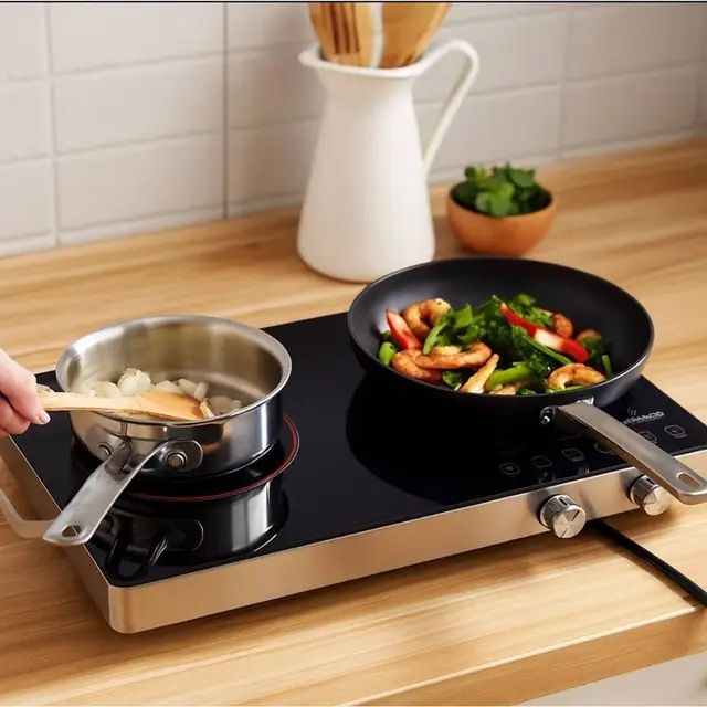 Інфрачервона плита Crownberg CB-1332 2000W електрична плита 2 конфорки