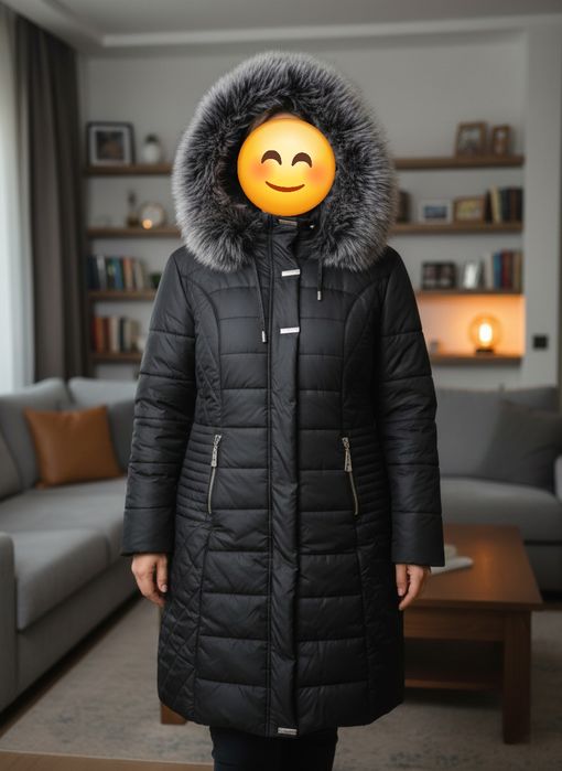 Стильна, тепла куртка пуховик з хутром