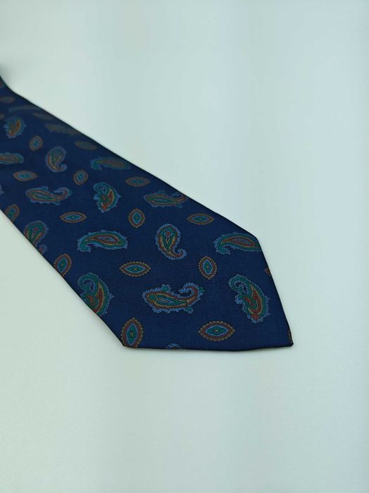 Andrew's Ties granatowy jedwabny krawat paisley paz20