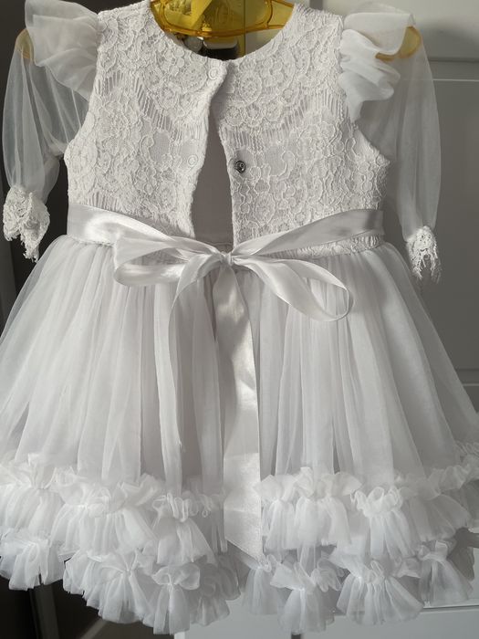 Sukienka rozm  74/80 Chrzest dziewczynka - GRATIS pasek i opaska