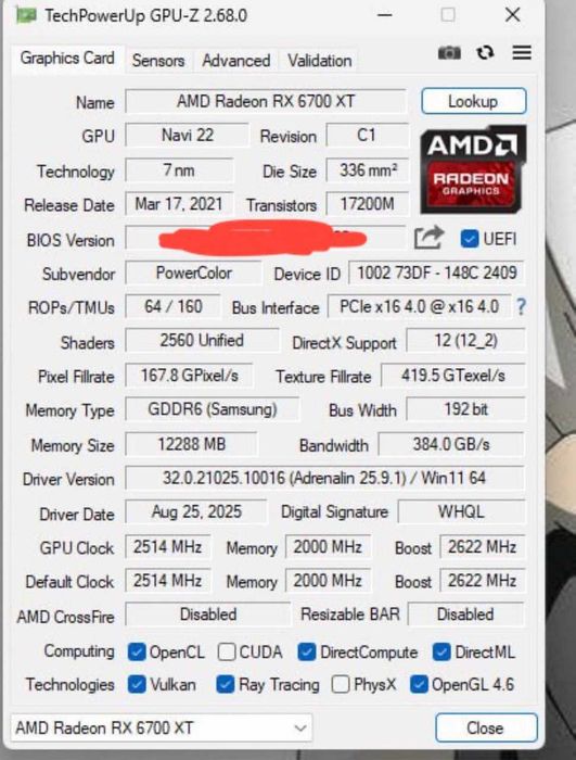 PowerColor Red Devil AMD Radeon RX 6700 XT 12GB GDDR6