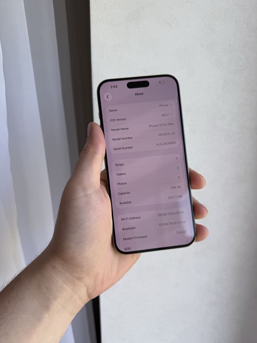 iPhone 15 Pro Max 256GB Natural у відмінному стані, Lock Rsim заблокований під оператора